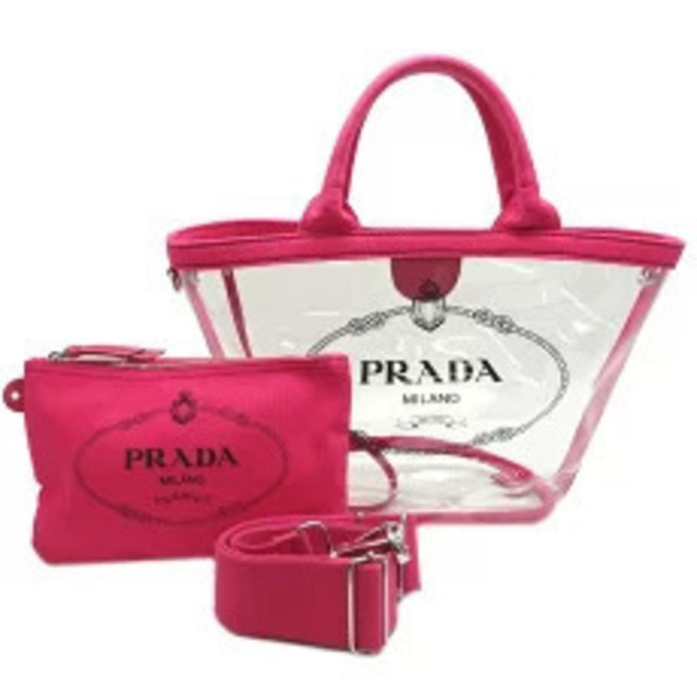 Prada Plex Canapa Tote Bag Vinyl PEONIA Pink